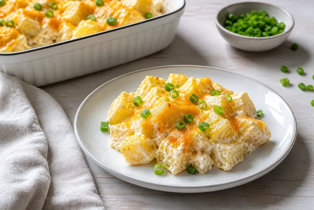 Baked potato casserole served