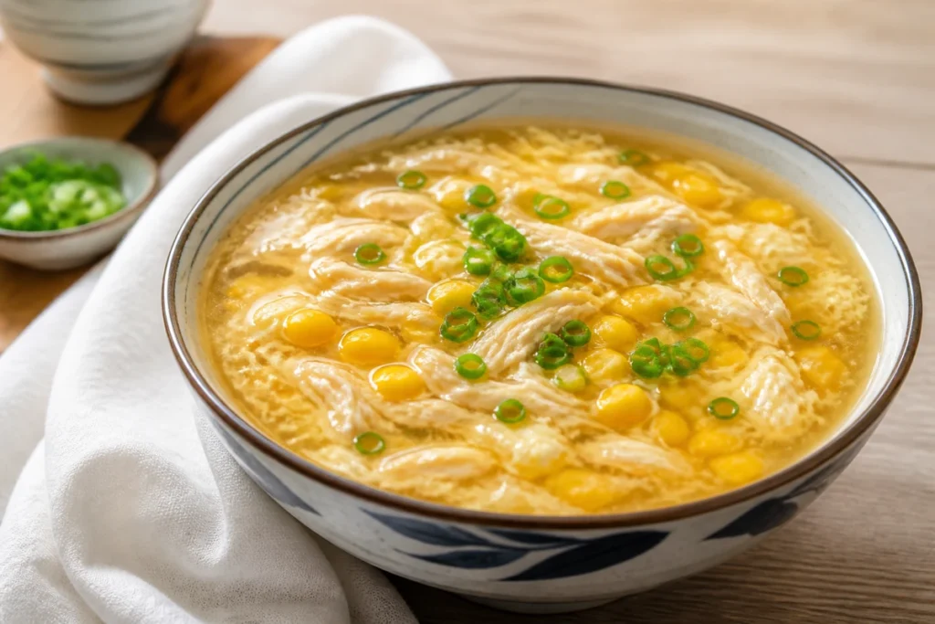 Chicken Corn Soup Recipe (Silky Egg-Drop Style)