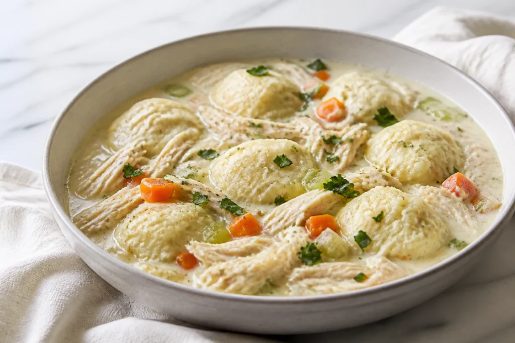 Creamy Chicken and Dumplings Recipe (Silky, Never Split)