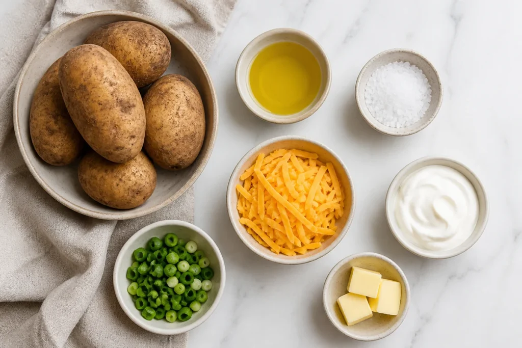 Ingredients for loaded baked potato recipe