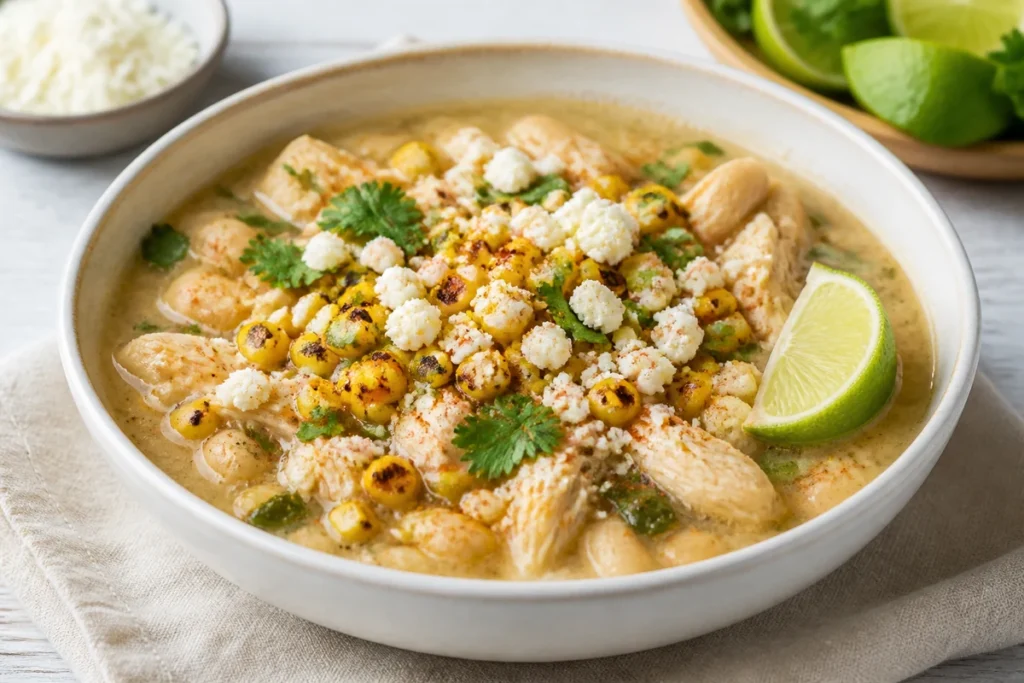 Mexican Street Corn White Chicken Chili Recipe (Elote Style)