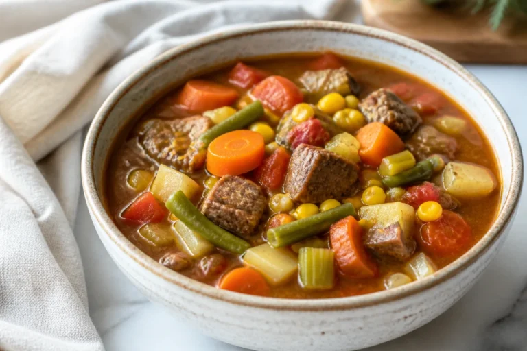 Old Fashioned Vegetable Beef Soup Recipe (Deep, Slow-Simmered)