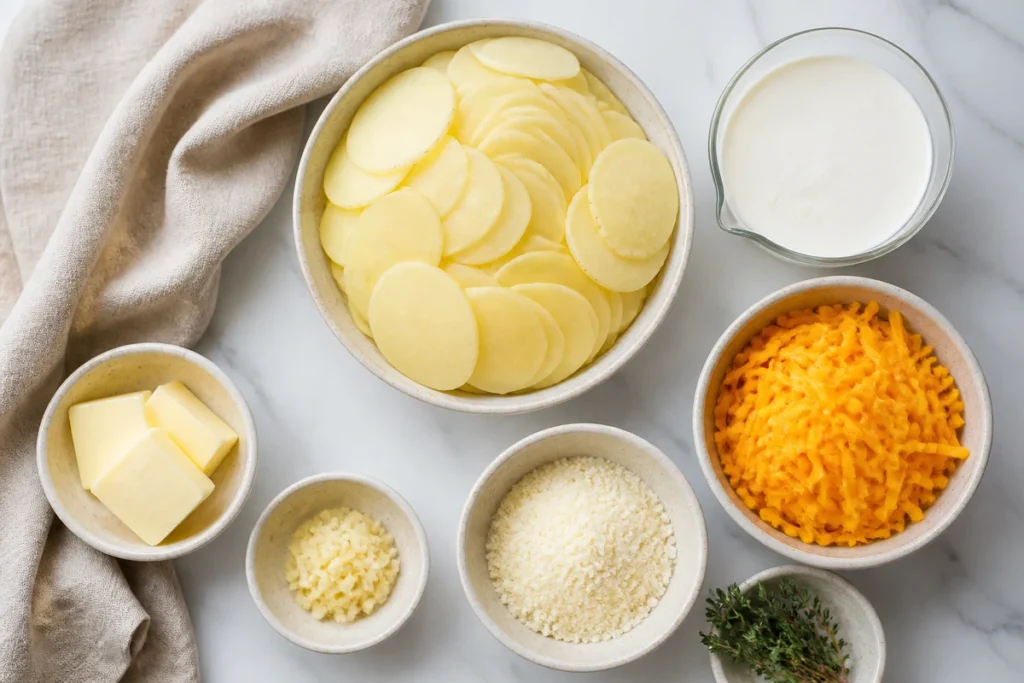 Ingredients for potato bake recipe