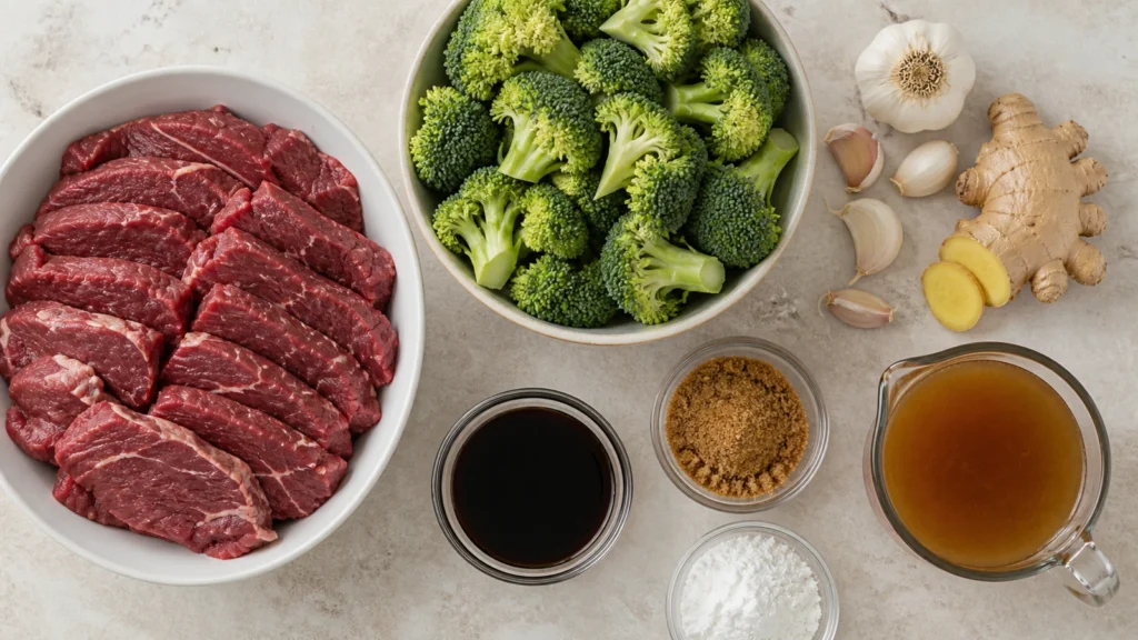 Ingredients for crock pot beef and broccoli