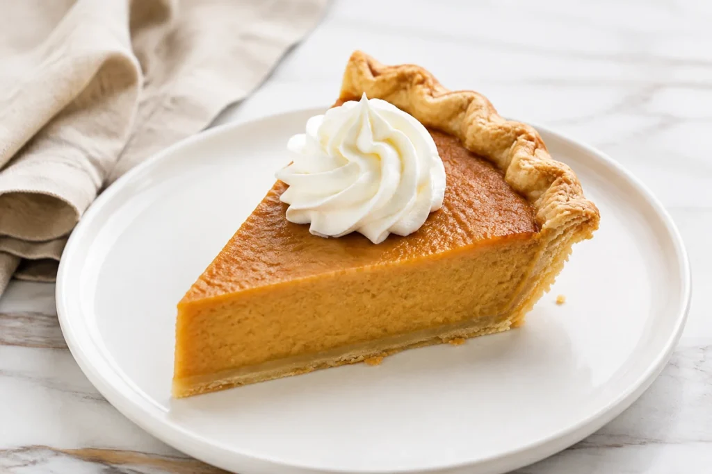 Sweet potato pie with condensed milk served