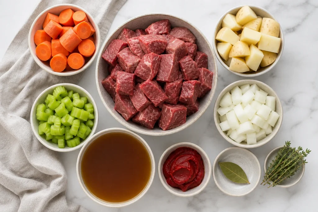 Ingredients for recipes for crock pot beef stew