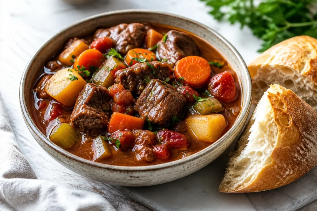 Crock pot beef stew served