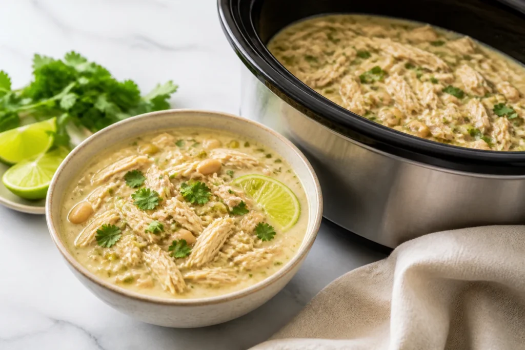 White Chicken Chili Crockpot Recipe (Creamy, Never Watery)