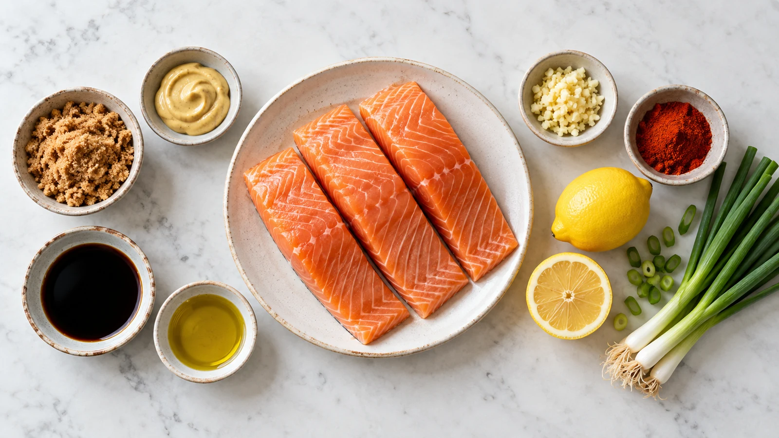 Ingredients for baked salmon recipe brown sugar