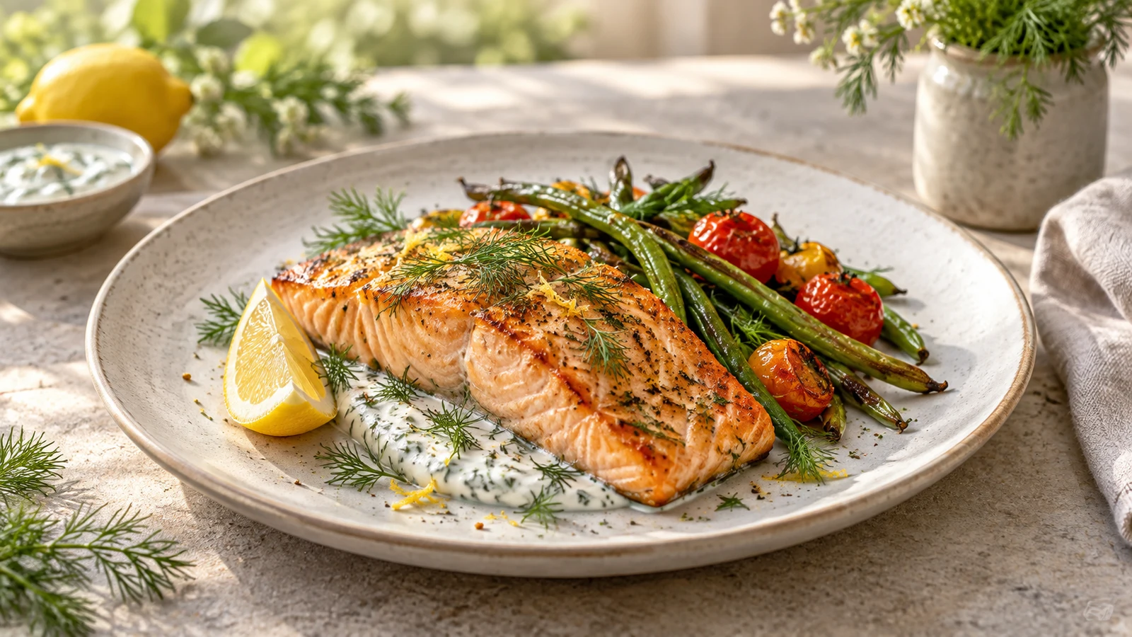 Baked salmon recipe jamie oliver plated and served