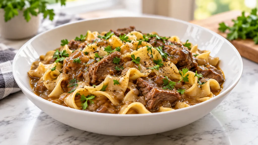 Cozy beef and noodles recipe: Homestyle Comfort