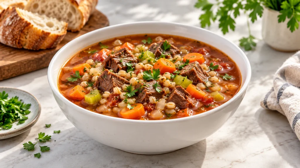 Cozy beef barley soup recipe: Rich, Hearty Flavor