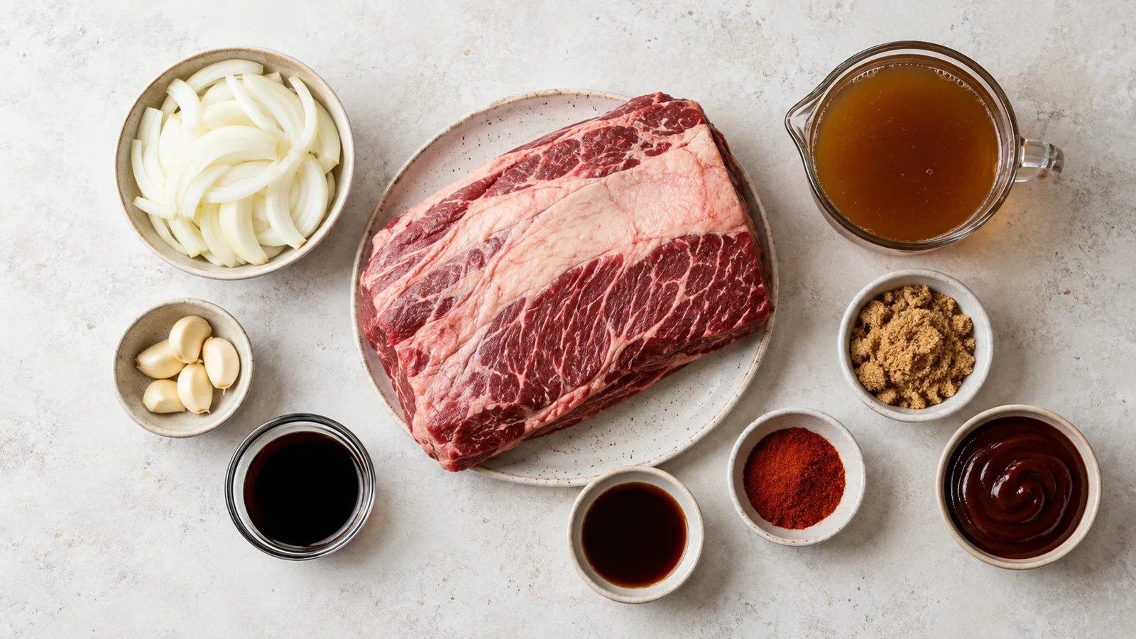 Ingredients for beef brisket recipe slow cooker