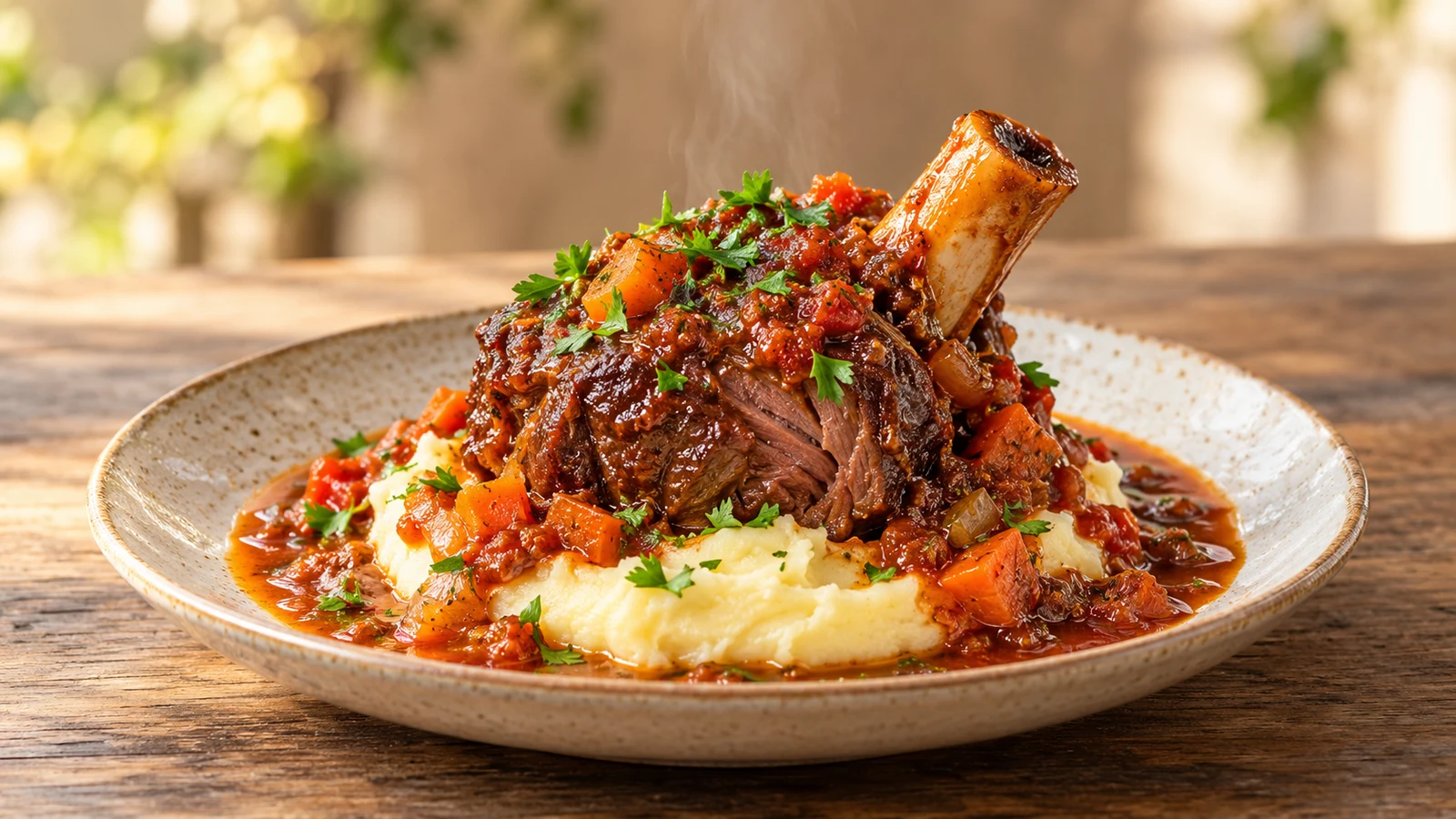 Beef shank recipe slow cooker plated and served