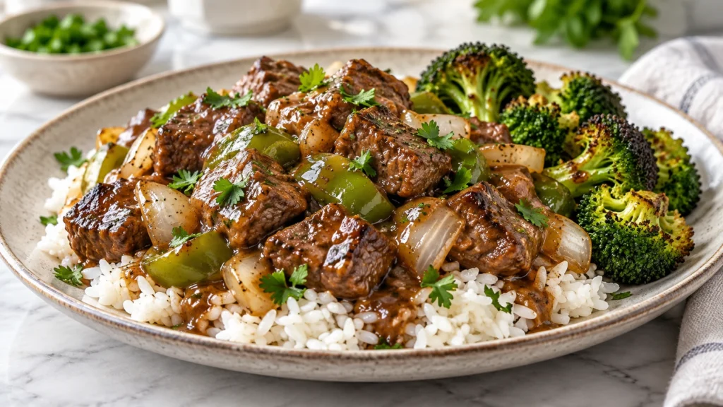 Easy Beef Tips and Rice Recipe with Luscious Gravy
