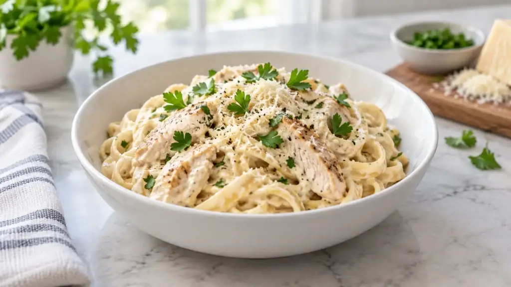 Easy, Velvety crockpot chicken alfredo recipe