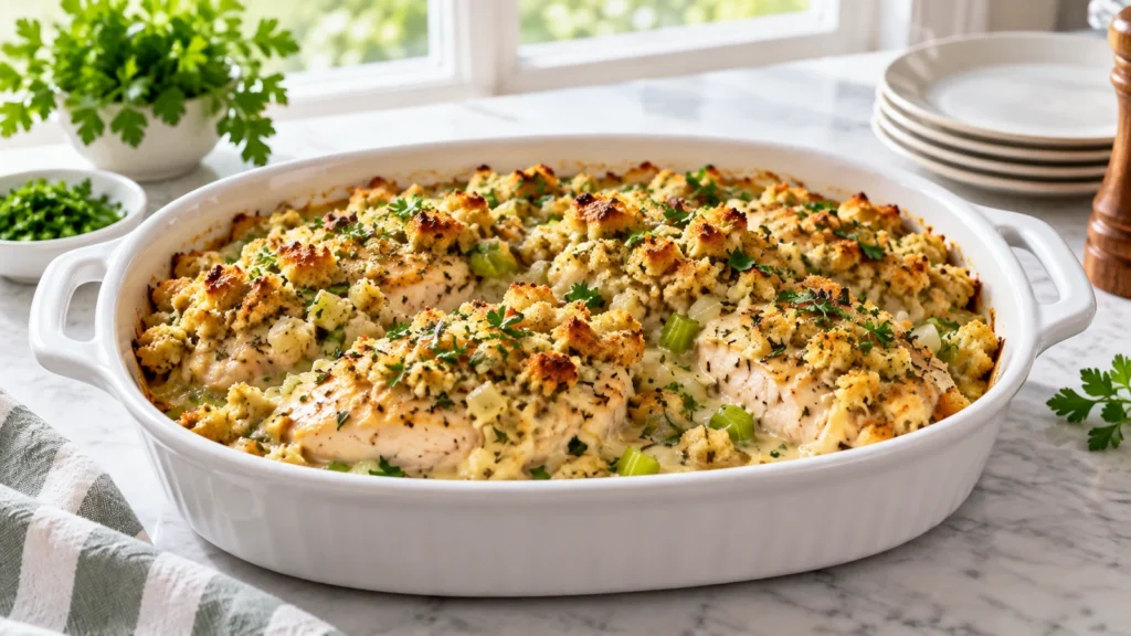 Easy, Cozy crockpot chicken and stuffing recipe