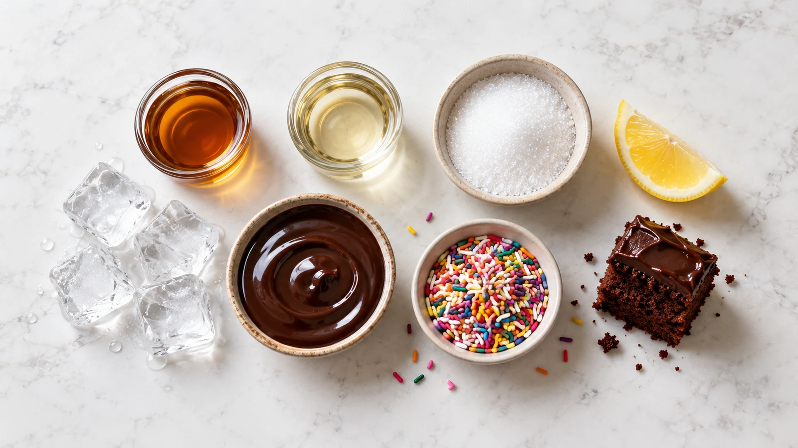 Ingredients for chocolate cake recipe shot