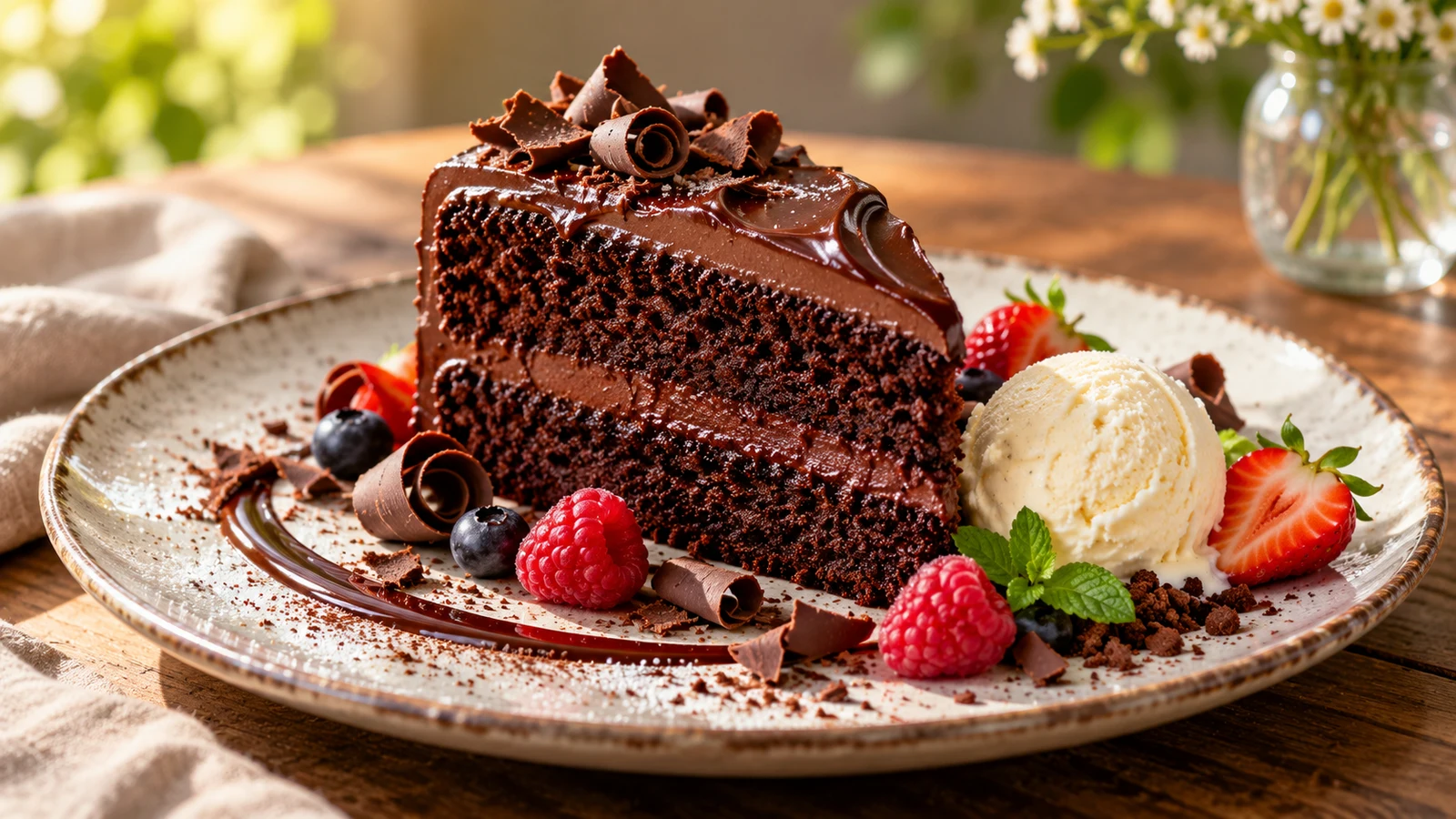 Chocolate cake recipe without buttermilk plated and served
