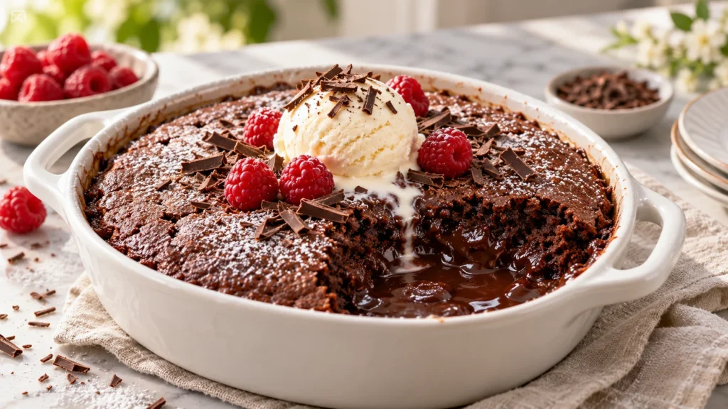 Easy chocolate pudding cake recipe with Gooey Magic