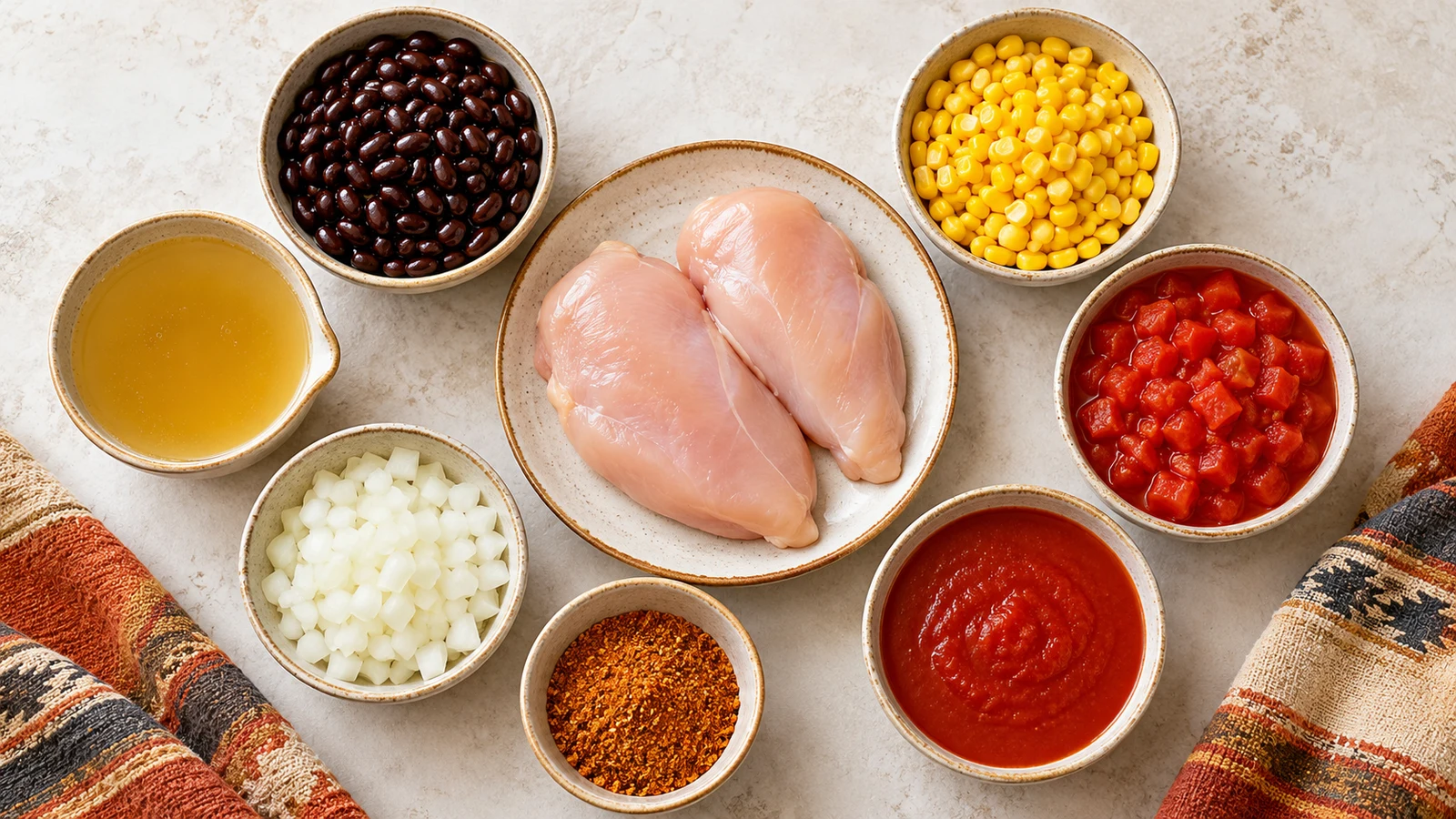 Ingredients for recipe for chicken taco soup