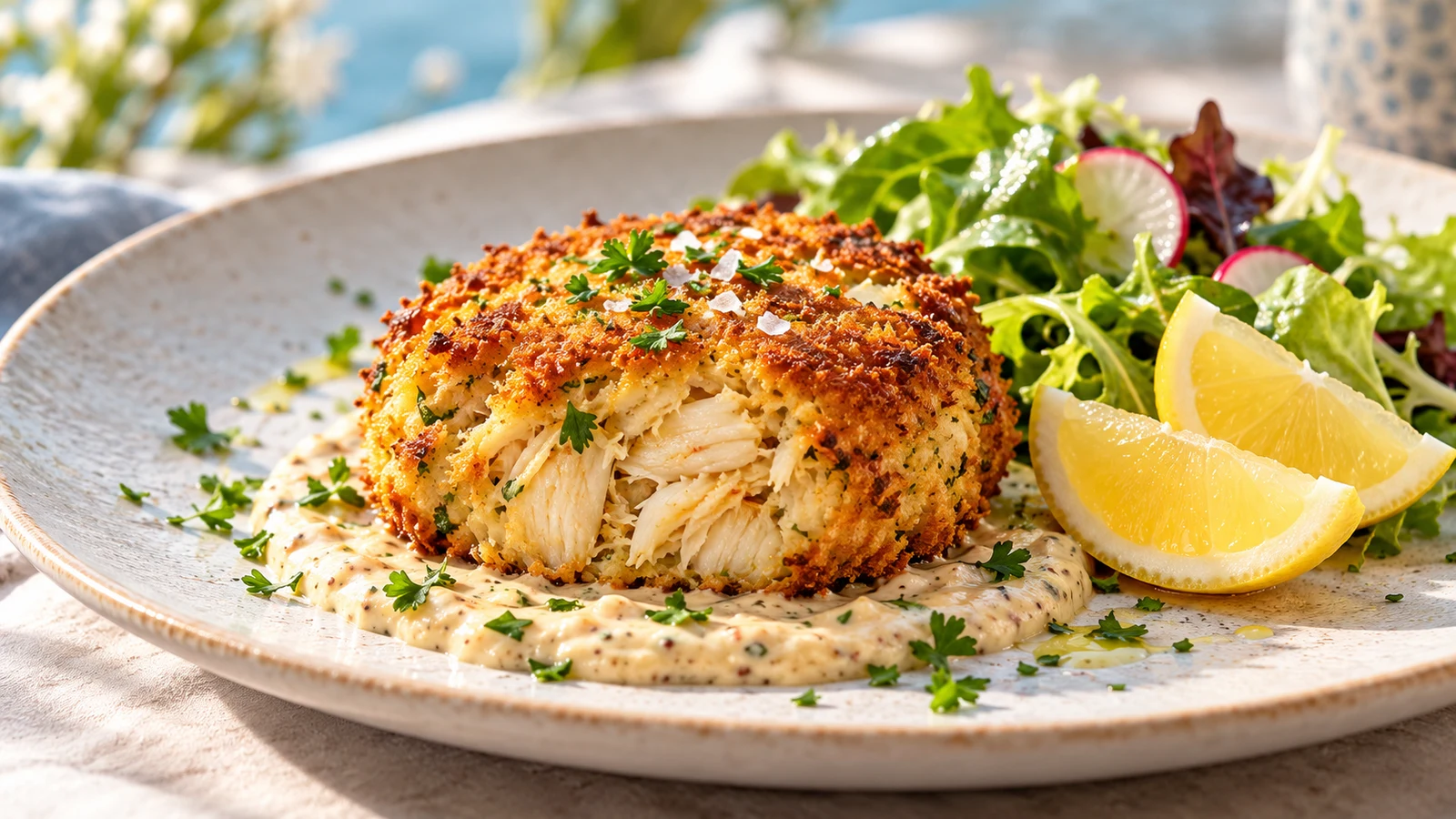 Recipe for crab cakes in the oven plated and served