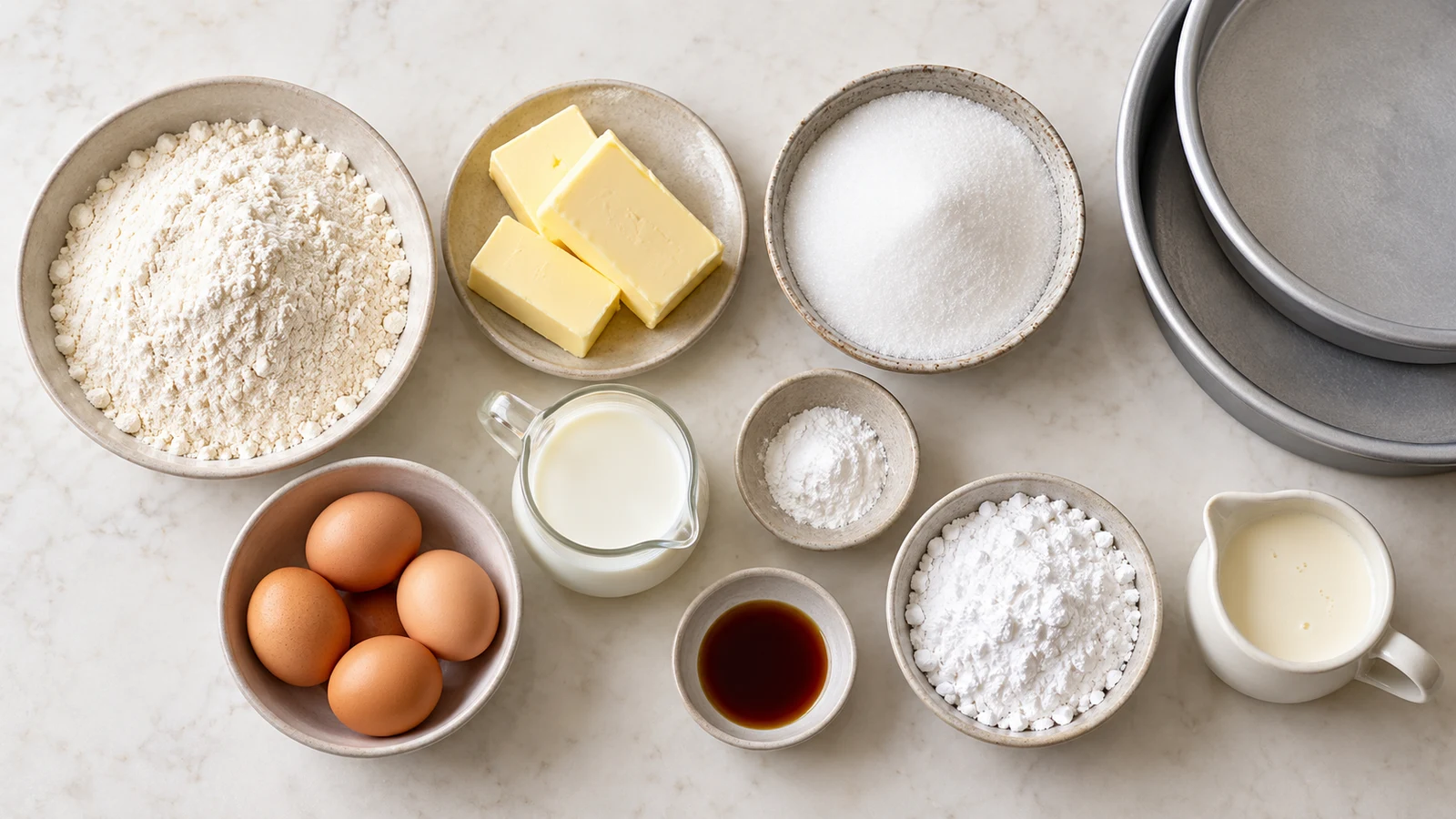 Ingredients for recipe for fluffy vanilla cake