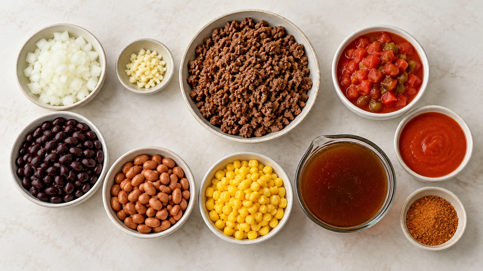 Ingredients for recipe for taco soup
