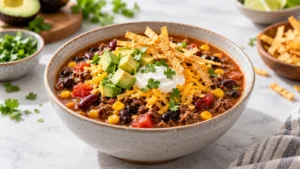 Recipe for Taco Soup with Ground Beef