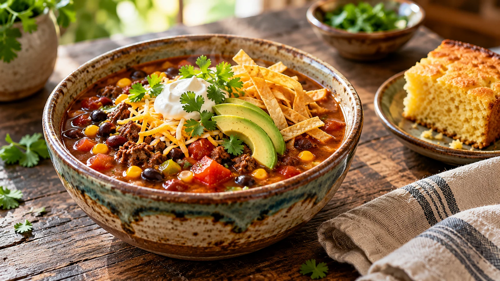Taco soup recipe crock pot plated and served