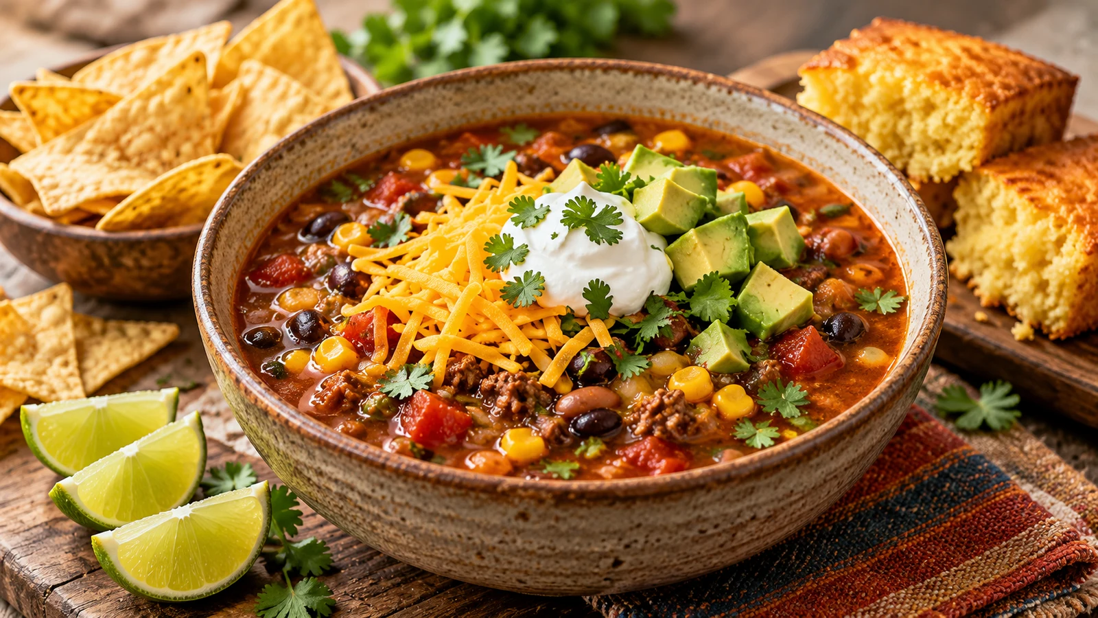 Taco soup recipe crockpot plated and served