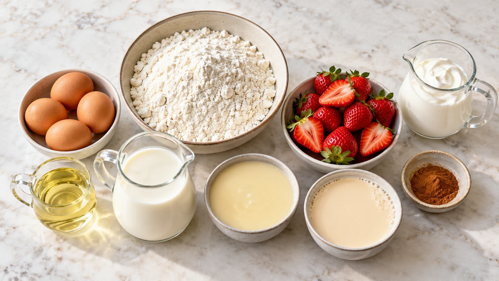 Ingredients for tres leches cake recipe with box cake