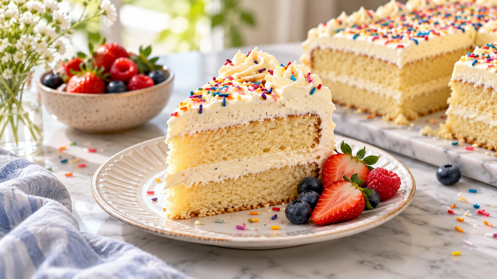 Vanilla icing recipe for cake plated and served